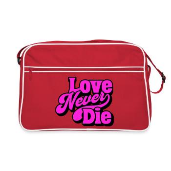 Love Never Die – Bold Statement Typography - Retro Bag - red/white - Front