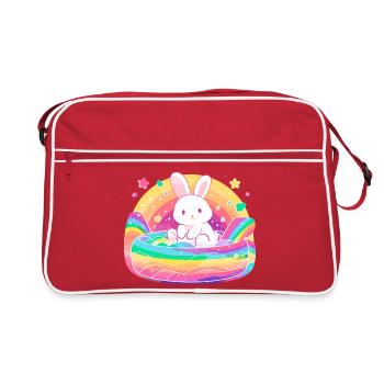 Le lapin de Kawaii dans l’arc-en-ciel - Sac Retro - rouge/blanc - Devant