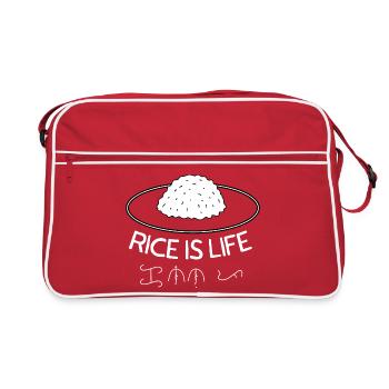 Rice Is Life Funny Food Lover Graphic Tee - Retro Tasche - Rot/Weiß - Vorne