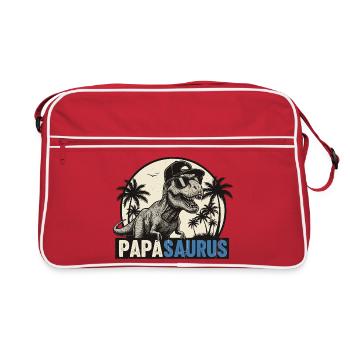 Papasaurus – Cooler T-Rex Vater Design - Retro Tasche - Rot/Weiß - Vorne