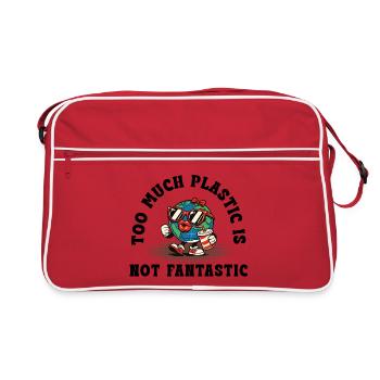 Plastic Is Not Fantastic – Retro Environmental Statement - Retro Bag - red/white - Front