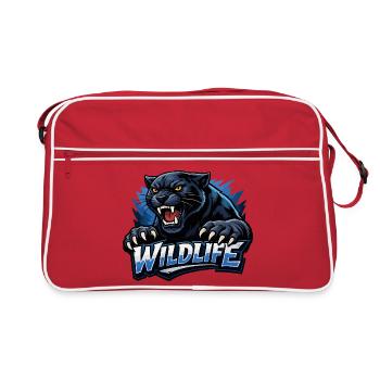 Panther Wildlife Logo - Retro Tasche - Rot/Weiß - Vorne