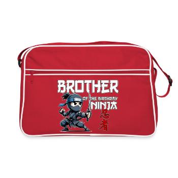 Frère du ninja d’anniversaire Compleanno Funny - Sac Retro - rouge/blanc - Devant