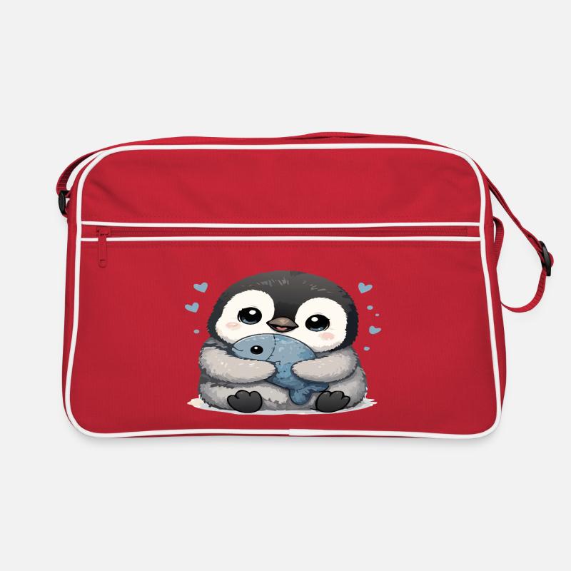 Cuddly Penguin with Fish Retro Bag