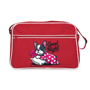 Good Night Emma French Bulldog Sleeping - Retro Bag - red/white - Front