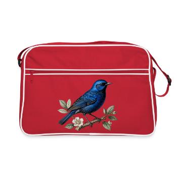 Oiseau bleu Mérion splendide (Malurus splendens) - Sac Retro - rouge/blanc - Devant
