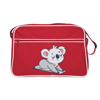 Weicher Koala, der auf dem Teppich ruht - Retro Tasche - Rot/Weiß - Vorne