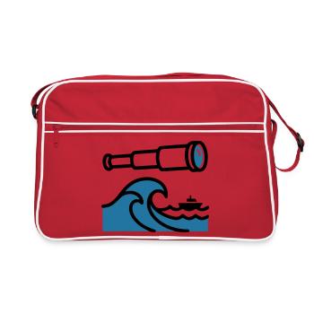Fernrohr Wellen Ozean Entdecker - Retro Tasche - Rot/Weiß - Vorne