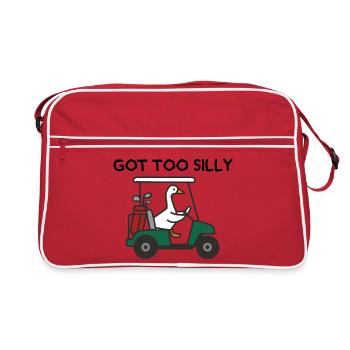 Une oie dans une voiturette de golf – Design sportif humoristique - Sac Retro - rouge/blanc - Devant