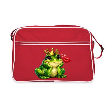 Design du baiser de la grenouille couronne - Sac Retro - rouge/blanc - Devant