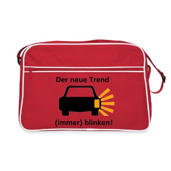 Der neue Trend - (immer) blinken! - Retro Tasche - Rot/Weiß - Vorne