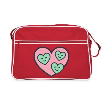 Cœur Trois Enfants Maman Mère de trois Amour - Sac Retro - rouge/blanc - Devant