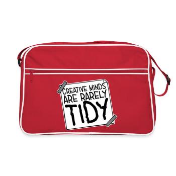 Creative Minds Are Rarely Tidy Funny Creative Logo - Retro Bag - red/white - Front