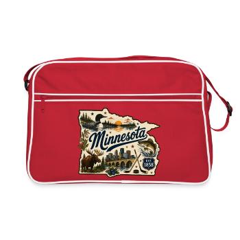 Autocollant vintage Minnesota Land of 10000 Lakes - Sac Retro - rouge/blanc - Devant