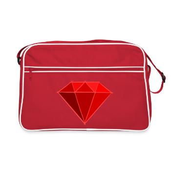 Gemstones: Ruby Drawing / Symbol. Jewel. - Retro Bag - red/white - Front