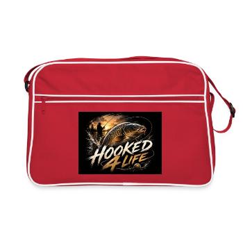 Carp fishing hooked 4 live carp design - Retro Bag - red/white - Front