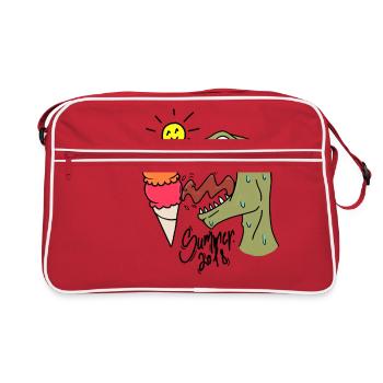 Sommer Dino - Retro Tasche - Rot/Weiß - Vorne