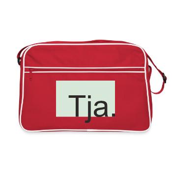 Tja Typografie in Mint - Retro Tasche - Rot/Weiß - Vorne