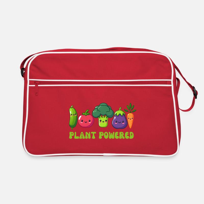 Vegetarisch, pflanzlich - Retro Tasche - Rot/Weiß