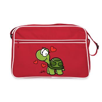 Schildkröte pur - Retro Tasche - Rot/Weiß - Vorne