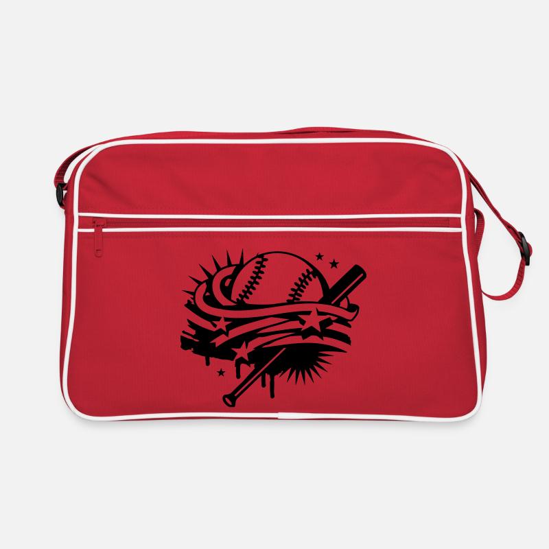 Baseball und ein Baseballschläger Retro Tasche