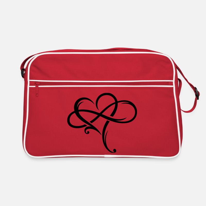 Signe de l'infini Amour infini Amour infini Amour - Sac Retro - rouge/blanc