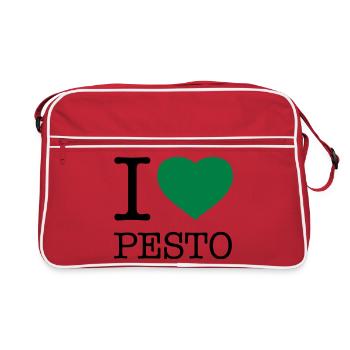 I LOVE PESTO Basilikum - Retro Tasche - Rot/Weiß - Vorne