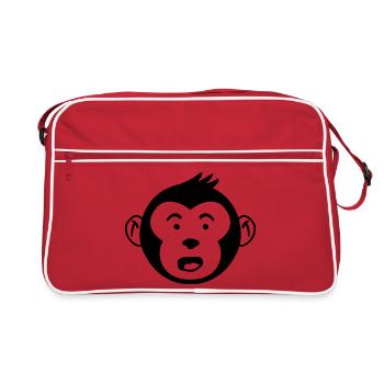 Cute Monkey Head – Funny Monkey Design - Retro Bag - red/white - Front