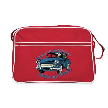 Stahlmänner Autokarikatur - Retro Tasche - Rot/Weiß - Vorne
