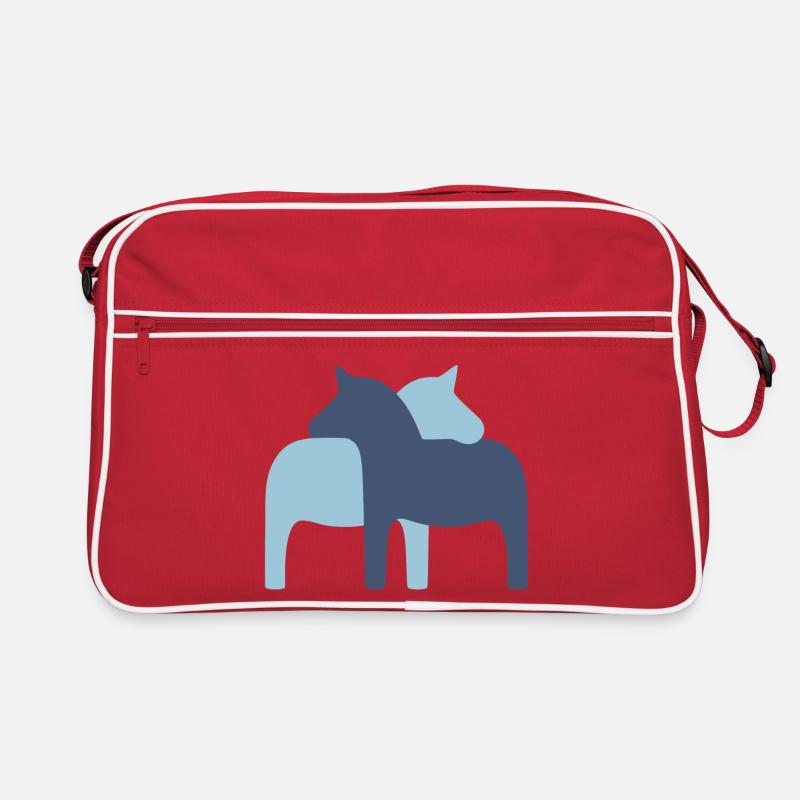 Dalapferd Paar hellblau dunkelblau Pferde Liebe Retro Tasche