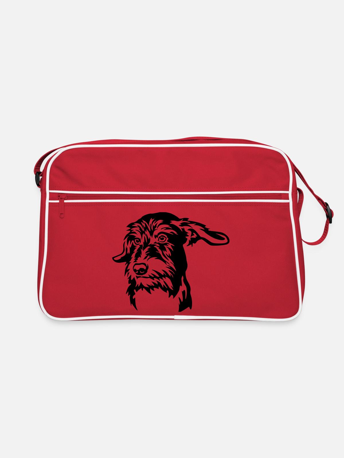 Dachshund Head - Retro Bag - red/white - Front