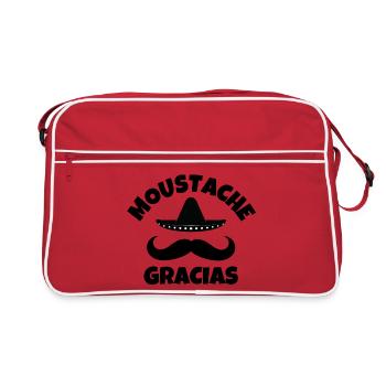 moustache, moustachu, moustache gracias - Sac Retro - rouge/blanc - Devant