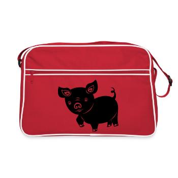 Pig piglet logo Shadow image - Retro Bag - red/white - Front