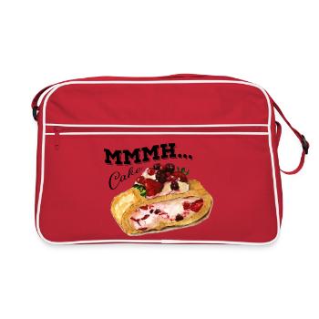 Mmmh Cake Cake Vintage Watercolor Strawberry Roller Shutter - Retro Bag - red/white - Front