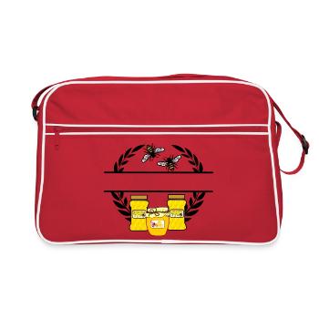 Bienenbanner mit Honiggläsern - Retro Tasche - Rot/Weiß - Vorne