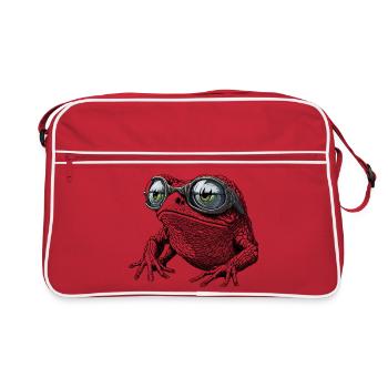 Cooler Frosch mit Sonnenbrille - Retro Tasche - Rot/Weiß - Vorne