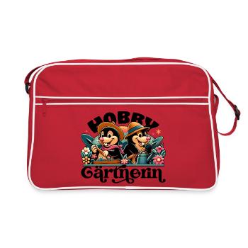 Hobby Gärtnerin Maulwürfe Maulwurf Gärtnern Garten - Retro Tasche - Rot/Weiß - Vorne