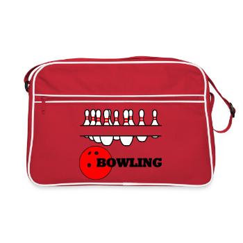 Bowling-Logo-Banner - Retro Tasche - Rot/Weiß - Vorne