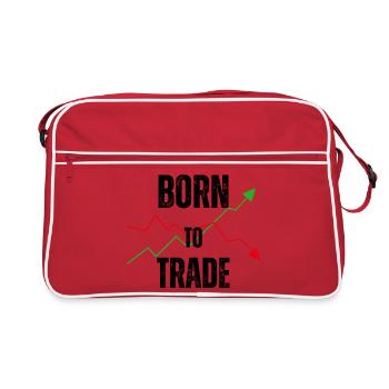 BORN TO TRADE - Retro Tasche - Rot/Weiß - Vorne