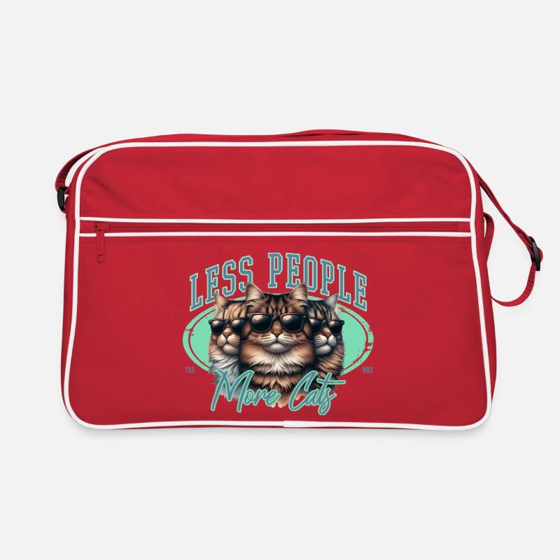 Less people more cats - Retro Tasche - Rot/Weiß