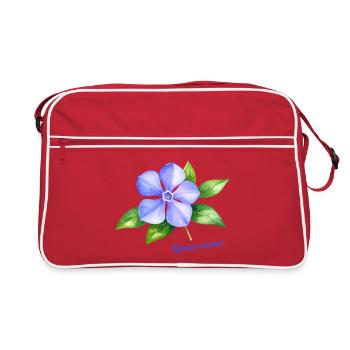 Vinca Minor - Watercolor botanical illustration - Retro Bag - red/white - Front