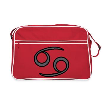 Signe du zodiaque Cancer symbole noir et gris - Sac Retro - rouge/blanc - Devant