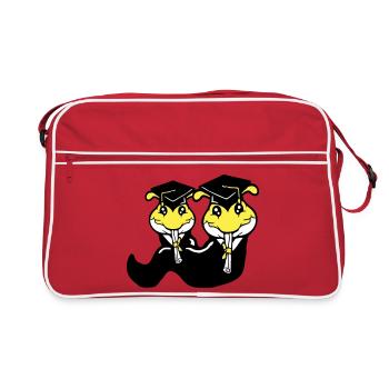 2 chenilles certificat de fin d'études secondaires diplôme d'études secondaires obtenu - Sac Retro - rouge/blanc - Devant