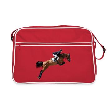 Cavalier de saut d'obstacles dynamique au galop - Sac Retro - rouge/blanc - Devant