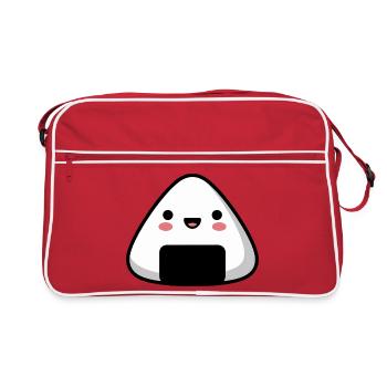Onigiri souriant kawaii, nourriture mignonne - Sac Retro - rouge/blanc - Devant