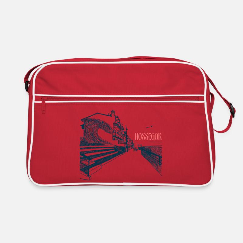 Hossegor Atlantic Coast – Hand-Drawn Wave Retro Bag