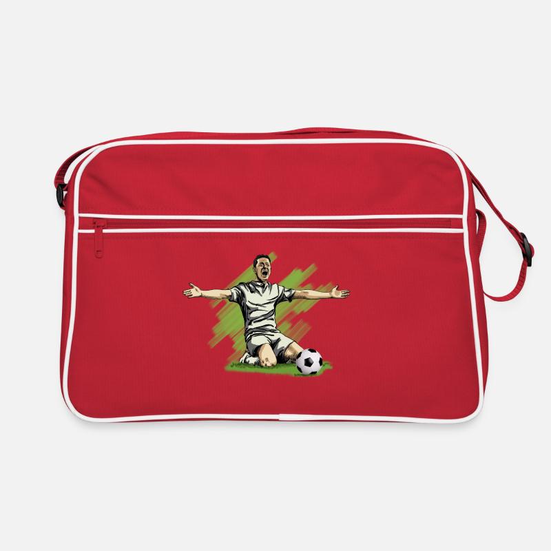 Cheering soccer player illustration Retro Bag