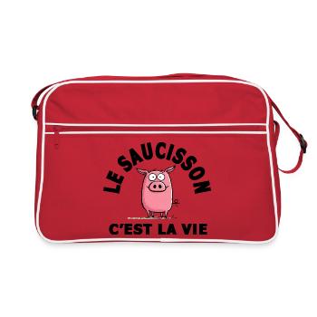 le saucisson c'est la vie humour - Sac Retro - rouge/blanc - Devant
