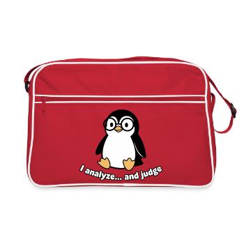 Penguin Thinker with Glasses - Retro Bag - red/white - Front