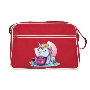 Slumbering Unicorn Coffee Magic - Retro Bag - red/white - Front